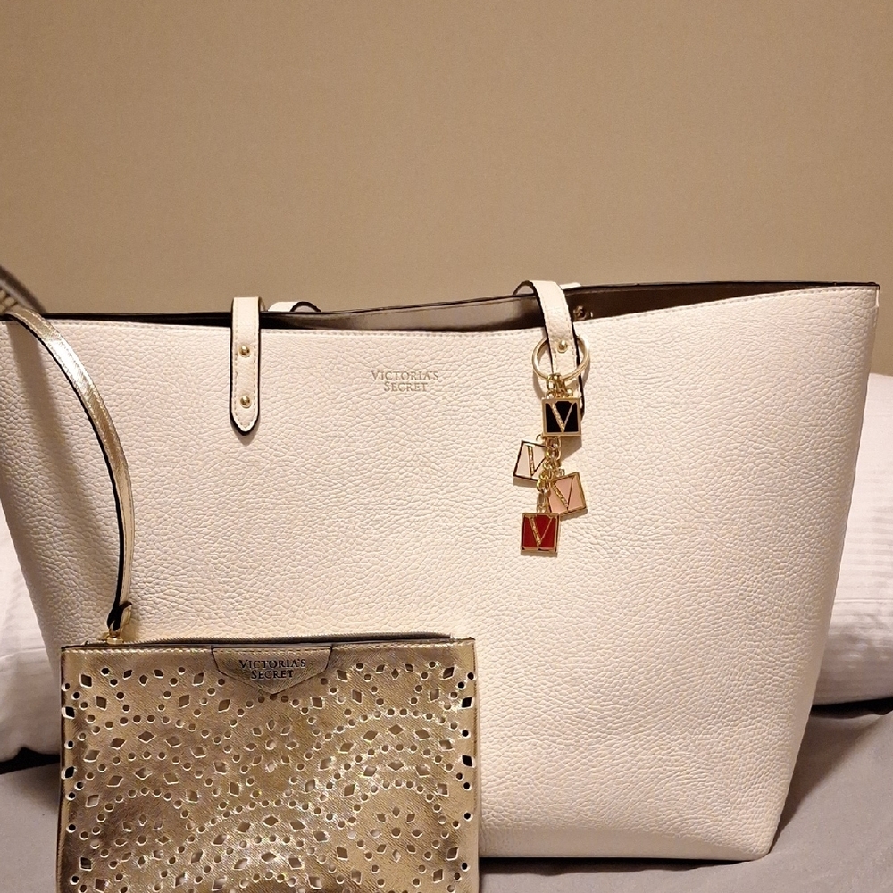 Victoria's Secret White and Gold Tote with Chic Design